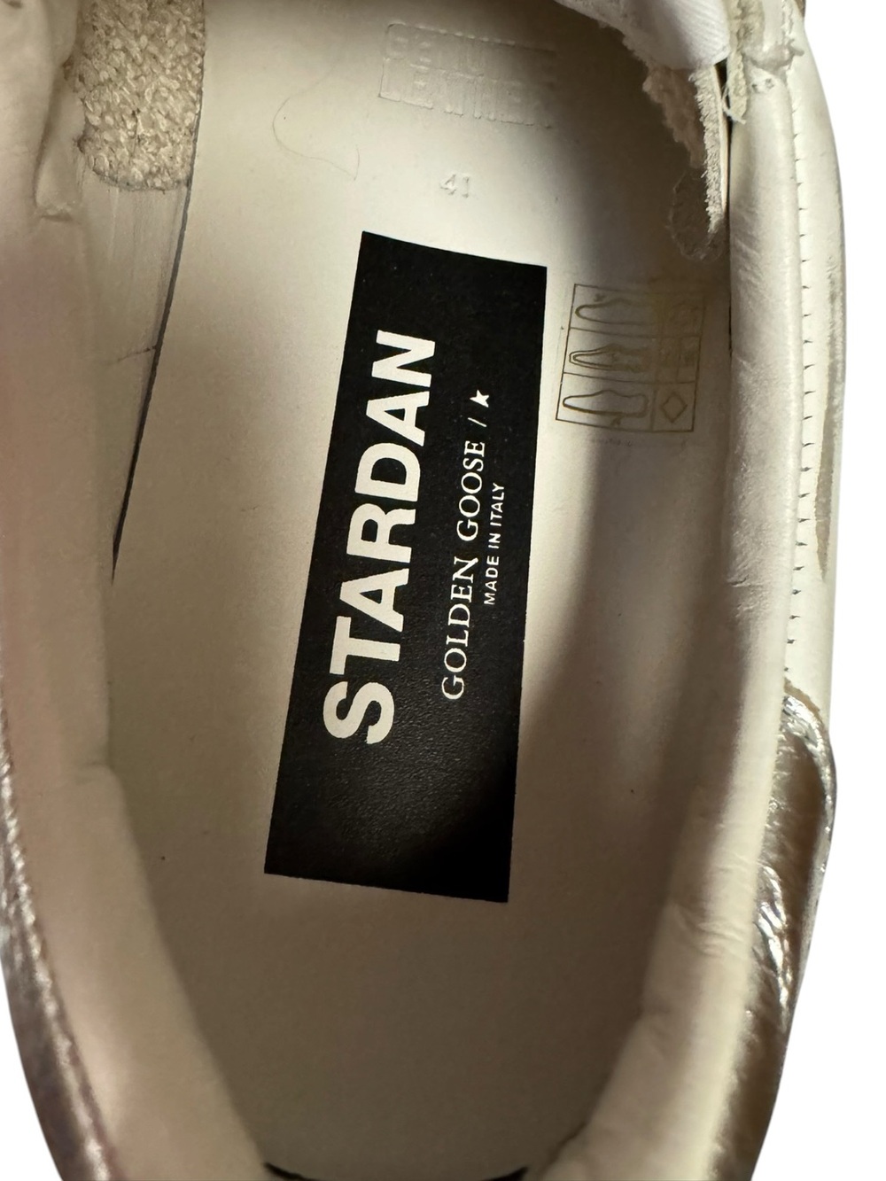 NWT Golden Goose White & Silver Star Low-Top Stardan Sneaker Rare Size 11/41 - Picture 12 of 15